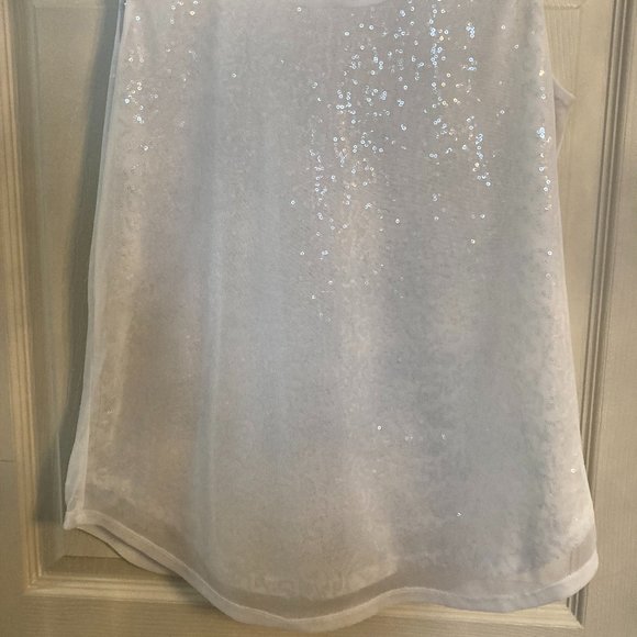 White with Silver Sequence Top - EUC - Picture 2 of 8